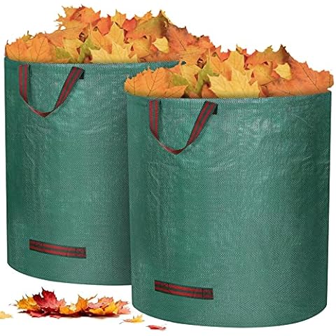 2 x Garden Bags Green Waste 272 L Garden Waste Bags with Handles, Garden Waste Bags, High Capacity Garden Grass Bags with Handles, Waterproof, Tear-Resistant, Foldable and Reusable Cover