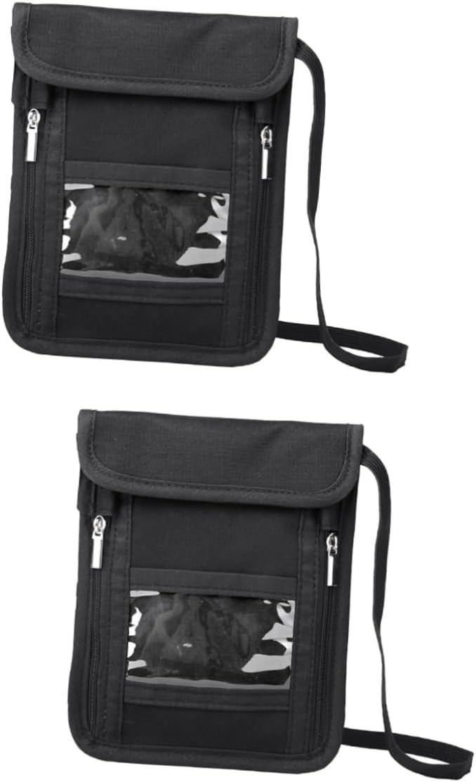VALICLUD 2pezzi Portadocumenti Con Tracolla Custodia Rfid Per Passaporti e Carte Multi-scomparto Per Viaggi Colore Nero