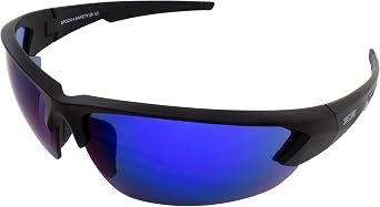 Epoch Eyewear Midway Golf Sunglasses Black Frame Blue Mirror Lens