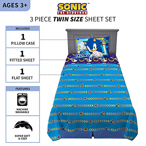 Franco Kids Bedding Super Soft Microfiber Sheet Set, Twin, Sonic The Hedgehog, Anime #TOP2