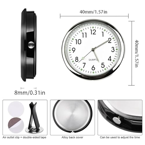 Uhr für Auto Armaturenbrett Autouhr Selbstklebend Leuchtende Auto Uhr Universelle Taschenuhr Auto Lüftungsschlitz Clip Uhr für Auto Lnnendekoration Geeignet für Jede Auto Dekoration (Weiße)