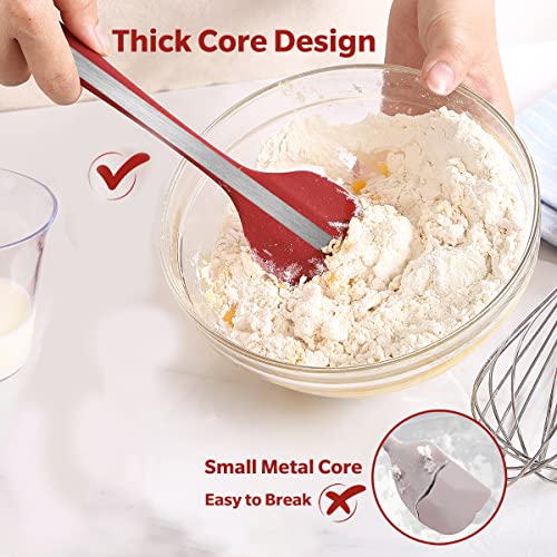 Wanbasion 10.83Inch 600°F Red Spatula Silicone Heat Resistant, Kitchen Silicone Spatula For Cooking, Dishwasher Safe Rubber Spatula For Baking Cake Pancake #TOP3
