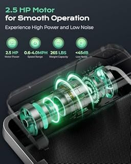 TREAFLOW Walking Pad Portable Under Desk Treadmill with Incline 2.5HP for Home Office 265 lbs Capacity Remote Control LED