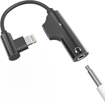 Lightning to 3.5mm Adapter for iPhone AUX Headphone Splitter2in1 for Apple MFI Certified Audio Charger Jack Cable Dongle Cord Converterfor 13 12 11 14 Pro Max 7 8Plus for iPad Air Earphone Adaptador