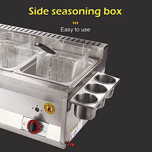 Premium Gewerbe-Fritteuse, Gas-Fritteuse mit Gewürztrog und 2 Frittierkörben aus Edelstahl, einstellbare Feuerkraft for den Heimgebrauch, leicht zu reinigen (Größe: Doppelzylinder) – Bild 4