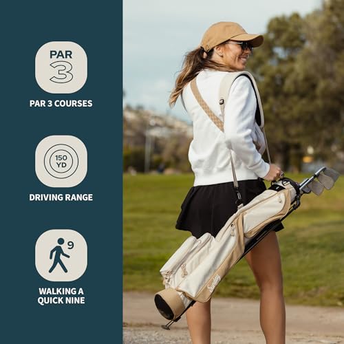 The Original Sunday Golf Loma Bag – Lightweight Golf Bag with Strap & Stand, Easy to Carry Pitch n Putt Stand Bag for Driving Range, Par 3 & Executive Courses, 31 Inches (Toasted Almond)