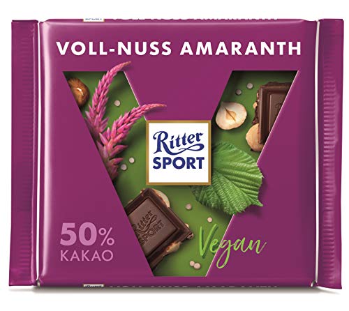Ritter Sport Dunkle Voll-Nuss Amaranth (10 x 100 g), Vegane Schokolade, mit ganzen Haselnüssen und Amaranth verfeinert… – Bild 3