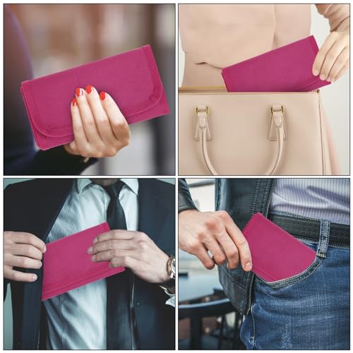 Image of Money Wallet, Money Organizer for Cash with 6 Zippered Pocket Multipack Money Pouch, Cash Bill Organizer, Envelope Wallet Money Bag Small Travel Money Holder for Budgeting, Receipt and Tips (Berry)