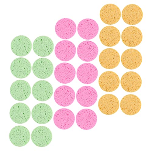 ABOOFAN 30 Stück Teiliges Gesichtsreinigungsschwämme aus Holzfaserschwamm Sanftes Peeling und Make up entfernung Runde Schwämme Hautfreundlich und Chemiefrei für Tägliche Reinigung