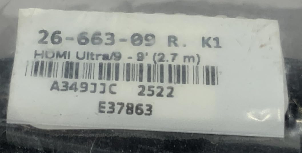 26-663-09 Rev. K1 HDMI Ultra/9 Premium High Speed Cable 4K 9'- 2.7m