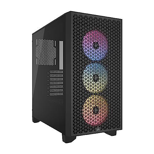 Corsair 3000D RGB Airflow Mid-Tower PC Case – 3X AR120 RGB Fans – Three-Slot GPU Support – Fits up to 8X 120mm Fans – High-Airflow Design – Black by Corsair - Used condition - US$94.34