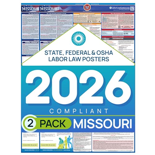 Labor Law Posters Missouri 2026, 2-Pack, State, Federal Workplace Notices