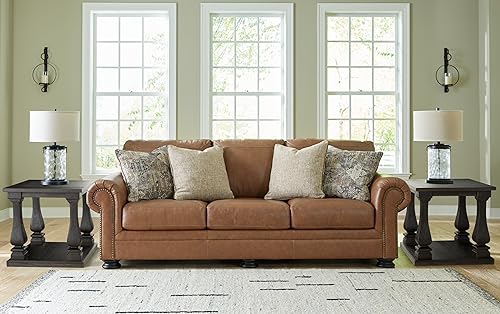 Signature Design by Ashley Carianna Classic Leather Match Sofa with Nailhead Trim, Dark Brown - Image 3