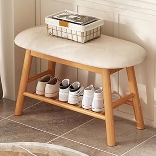 Banco de zapatos con asiento acolchado, zapatero de 2 niveles que ahorra espacio y organizador para entrada, sala de estar, pasillo, elegante solución de almacenamiento blanca