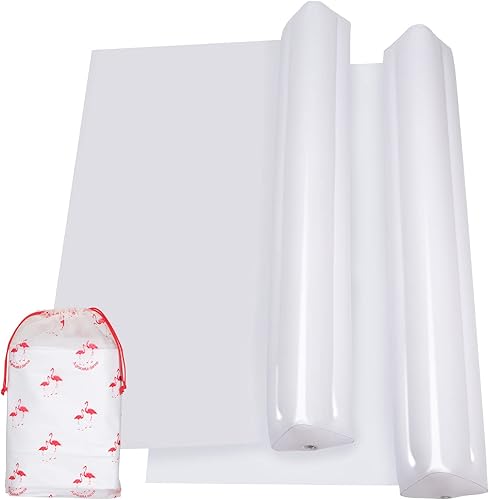 USHMA Paquete de 2 rieles de cama de viaje para niños pequeños Rieles de cama inflables con solapas de seguridad Rieles de cama portátiles de