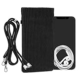 kwmobile Handytasche für Smartphones XXL - 7' Handy Tasche - Cord Handy Hülle Schwarz mit Kordel - Tasche mit Handykette 17,7 x 9 cm Innenmaße
