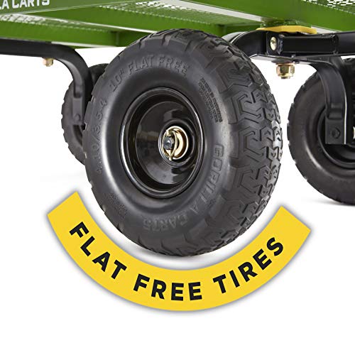 Gorilla Carts 4 Cu. Steel Utility Cart With No-Flat Tires, Green (Amazon Exclusive) & 4Gcg-Nf 4 Cu. Ft. Poly Garden Dump Cart With No-Flat Tires, Black (Amazon Exclusive) #TOP2