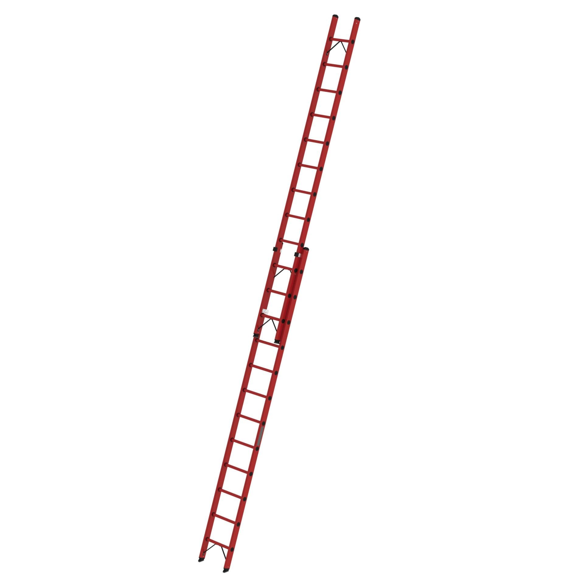 PROREGAL Sprossen-Schiebeleiter GFK 2-teilig ohne Traverse 2x12 Sprossen | Leiter, Teleskopleiter, Trittleiter, Bockleiter, Sprossen-Doppelleiter