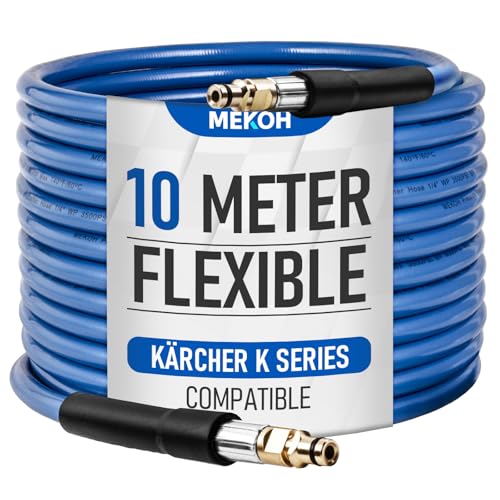 MEKOH Pressure Washer Hose 10m for Karcher K Series (K2 K3 K4 K5 K7) - Longer, Flexible Extension & Replacement High Pressure Hose, Quick Connect Pressure Washer Accessories, for Car & Patio Cleaning