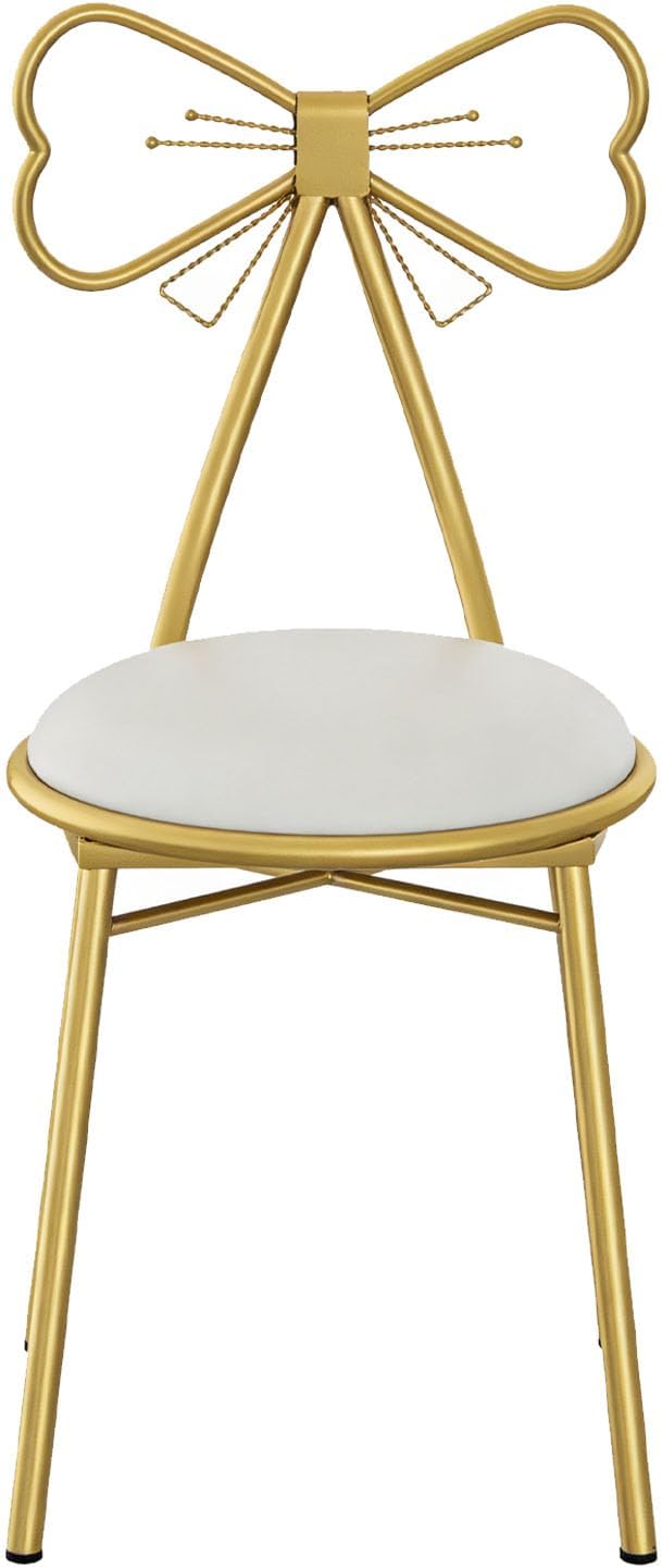 Garosa PU Leather Vanity Stool with Removable Backrest - Makeup Chair for Bedroom & Dressing Table, & Comfortable Cushion, Supports 265 lbs (White PU Leather Pad)
