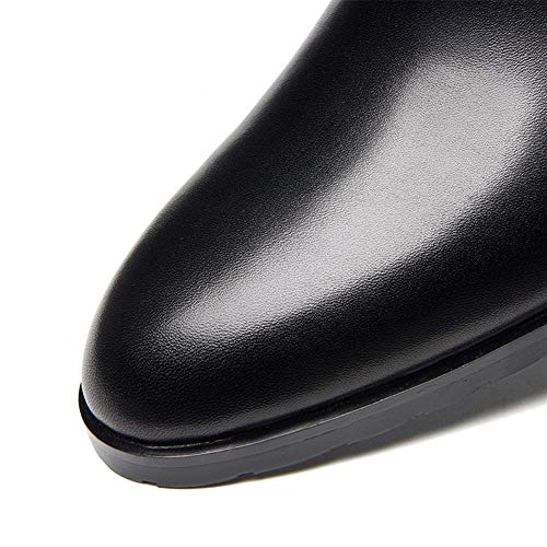 Business Oxford for Men Formal ShoesGenuine Leather Slip On Zipper Low Top Pointed Toe High Heel Solid Colors Men's Leather Shoes3