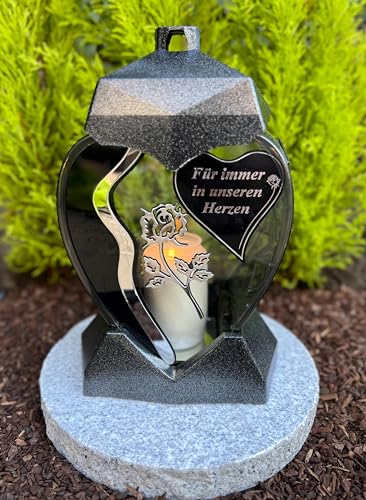 Lanterna funeraria 28 cm H. candela funeraria candela funeraria lanterna con effetto glitter argento