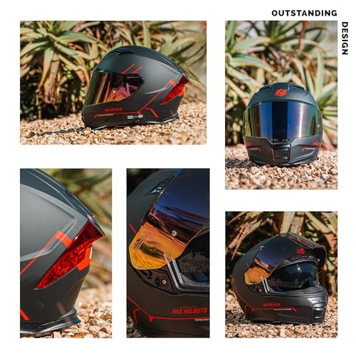 HAX Force Aerodynamic Full Face Helmet for Street & E-Bikes DOT & ECE Certified - Enhanced Dual Visor, Adult Size, Pinlock Ready Matte Black Red XXL by HAX - Image 4