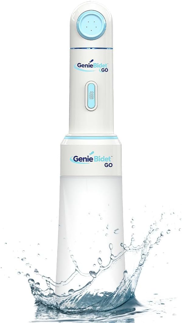 GenieBidet Upgraded 2025 Portable Bidet Rechargeable - Handheld Toilet Bidet Sprayer. On-The-Go Cleaning - Electric Sprayer for Women and Men. Personal Hygiene Cleaning/Postpartum Care.
