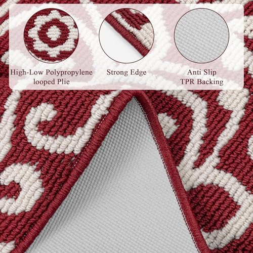 U'Artlines 2 x 6 ft Runner Rug Non Slip Low Pile Hallway Mat Red — view 3