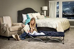 Regalo My Cot Deluxe Portable Toddler Bed, Includes Sleeping Bag, Navy