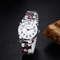 OIDEA Women's Stretch Band Quartz Watch Easy Reader Dial, Black Pink Strap — image 6