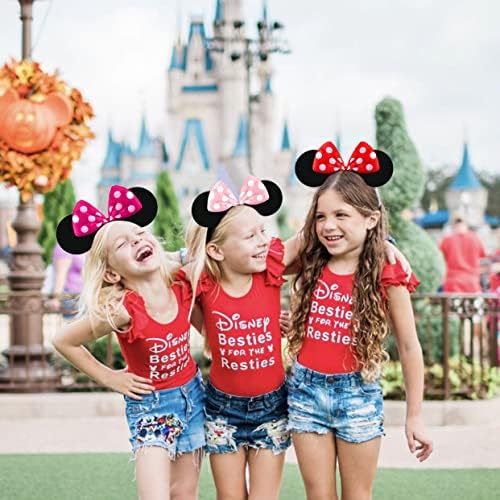 Youngly ® Minnie Mouse Polka Dot Headband with Red Bow & Black Mickey Mouse Ears Headband Fancy Dress Accessories Girls Costume Parties Aliceband.
