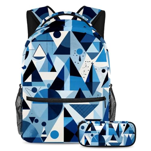 Cartables pour enfants motif géométrique abstrait bleu multicolore