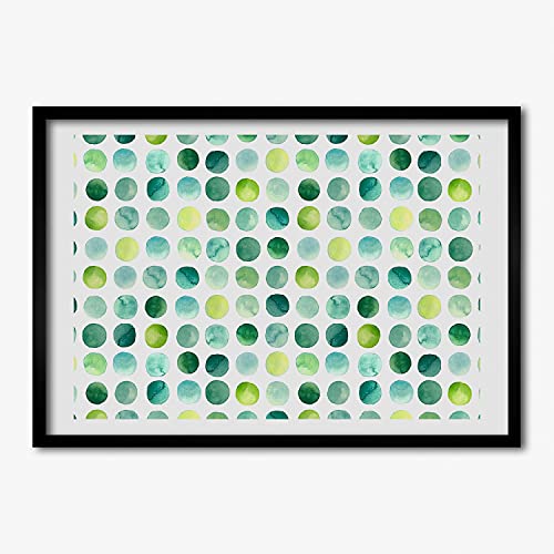 Tableau en bois moderne 70x50 cm Tulup points verts pour une ambiance sereine