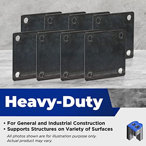 Bobco Metals Hot Rolled Steel Base Plate A36 6" X 6" - 4 Holes 1/2" Diameter - Rounded Corners - 1/4" Thick - 8 Pcs #TOP1