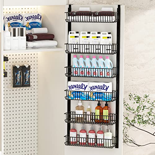 6-Tier Over The Door Pantry Organizer, Upgraded Adjustable Metal Basket Over The Door Spice Rack, Pantry Door Organization And Storage, Hanging Kitchen Pantry Door Organizer Add Space For You #TOP4