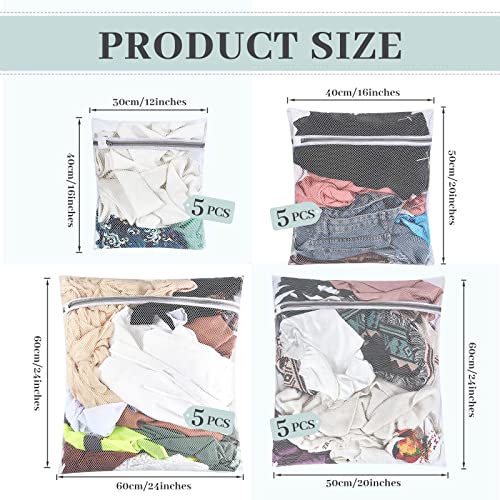 20 Pcs White Mesh Laundry Bags For Delicates With Zipper Laundry Wash Bag Net Lingerie Bag Organizer Washing Machine For Clothes Bra Garment Sock Underwear Blouse Hosiery Stocking Dryer Travel #TOP1