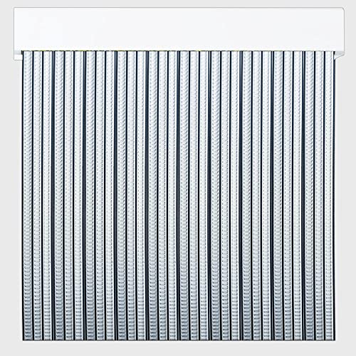 Pertoni Tende Rideaux d'extérieur en plastique PVC et barre en aluminium Noir/transparent Largeur 120 cm x 210 cm Longueur