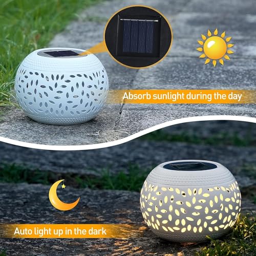 OMRAYTU 2 Pack Solar Table Lanterns Outdoor Waterproof LED Lights White, Solar Powered Decorative Lantern for Indoor Desk Bedroom Patio Garden Pathway Yard by OMRAYTU - Used condition - Image 4
