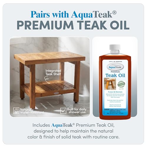 Image of AquaTeak Spa 24 inch Teak Shower Bench & Premium Teak Oil