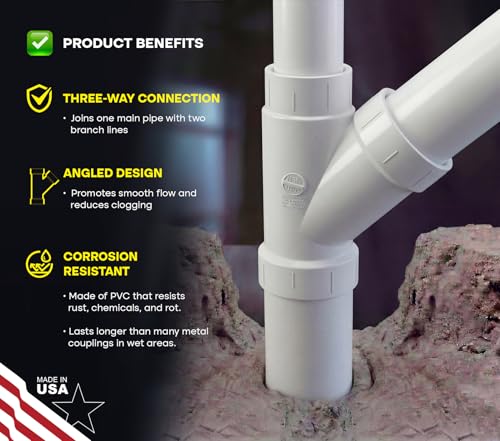 SUPPLYGIANT™ (5 Pack) 6" x 6" x 4" PVC DWV Wye Reducing Hub – White PVC Drain, Waste & Vent Fitting by SUPPLYGIANT - Image 4