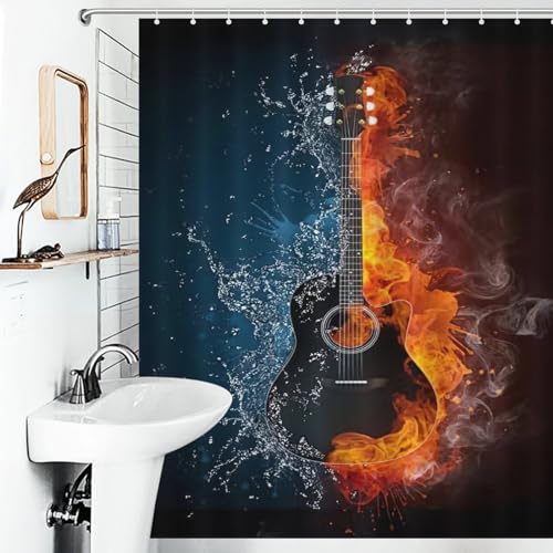Rideau de douche guitare polyester imperméable lavable 152x183cm salle de bain - 6