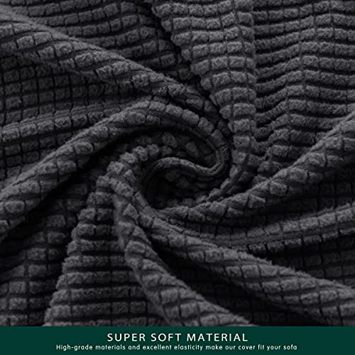 Chun Yi 7 Piece Stretch Sofa Cover, 3 Seater Couch Slipcover With Three Separate Backrests And Cushions With Elastic Band, Checks Spandex Jacquard Fabric(Large,Gray) #TOP5