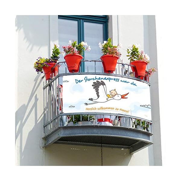 XXL Banner SET zur Geburt I Storch + Baby I Universal I wetterfest I personalisierbar I inkl. Kabelbinder & Stift I 160… – Bild 3