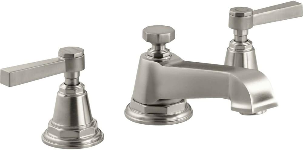 Kohler K-13132-4A-SN Pinstripe 2 Handle Widespread Bathroom Faucet Polshd Nickel