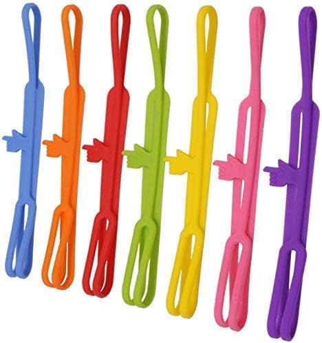 TEKEFT 7 pcs Finger Pointer Bookmark Elastic Book Mark Strap - Random Color- (7 Color)