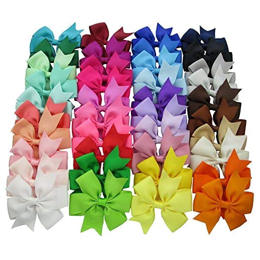 Cozyswan 40PCS Lazos Pelo Niña Color Precioso Pinzas Fuertes Lazos para Pelo (color solo)