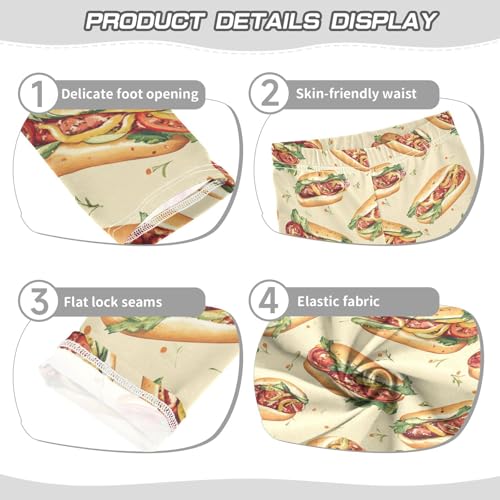 Hot Dog Retro Food Girls Casual Leggings for Kids Printed Long Pant Bottoms Stretch and Soft3