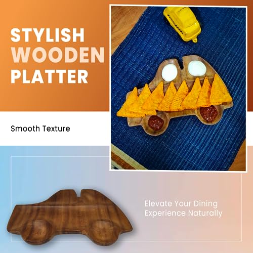 Image of Wooden Platters| Rosewood Serving Platter with Smooth Surface| Handcrafted Decorative Trays for Serving Snacks Fruits Desserts| Car Shape Appetizer Plate