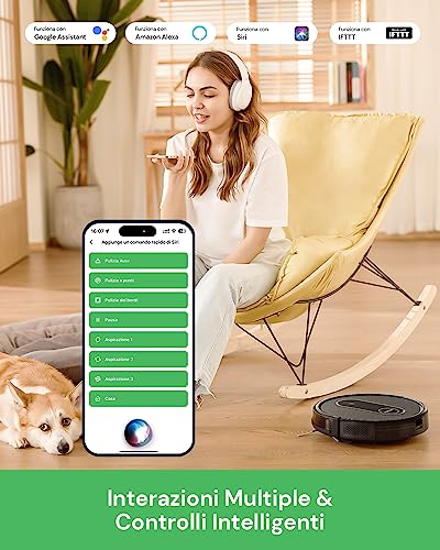Vactidy Robot Aspirapolvere Lavapavimenti, Nimble T7 Aspirapolvere Robot Serbatoio Acqua Elettrico 2-In-1,WiFi/App/Alexa/Siri/Google/IFTTT,per Tappeti,Peli di Animali,Pavimento,Capelli